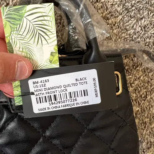 Badgley Mischka Studio NWT Mini Diamond Quilted Tote With Front Lock Purse Bag