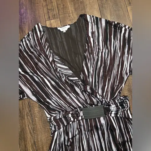 Max Mara Italy y2k belted mesh dress brown cream fall designer formal casual