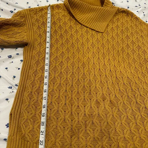 Jeanne pierre Large Yellow Mixed Cable Knit Cowl Neck Sweater Pullover Sweater.