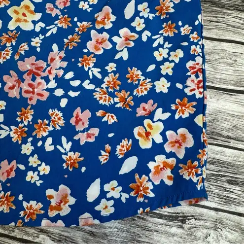 Pleione Women's Floral Blouse Top Shirt Blue S SM Small Short Puff Sleeve Light