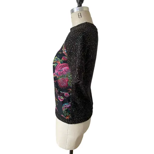 James Coviello Metallic Brocade & Woven Sweater Shirt Size Small