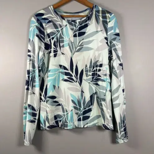 Hang Ten  Tee Shirt Womens M Top Long Sleeve Print Zip Pocket Stretch Pullover‎