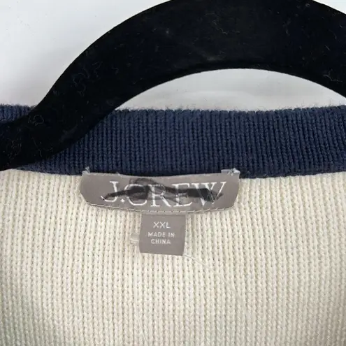 J.Crew Womens Cream Emilie Contrast Trim Ribbed Cardigan Size XXL Red