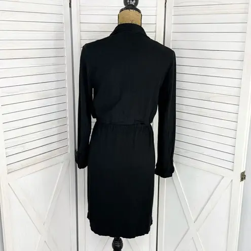 Elodie Waterfall Linen Blend Cardigan Topper Jacket Black XS Open