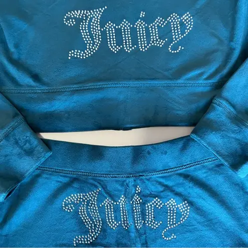Juicy Couture 🔥 OG Bling Velour Iconic Tracksuit Hoodie & Pants Sea Dark Teal XL
