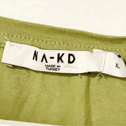 NA-KD  Size XL Cotton Logo Print Tshirt in Sage Green - LGREEN