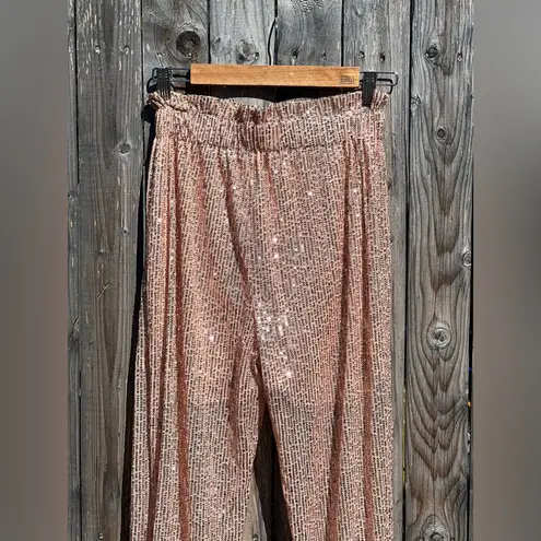 CBR Sequined Rose Gold Jogger Pants NWT Size M