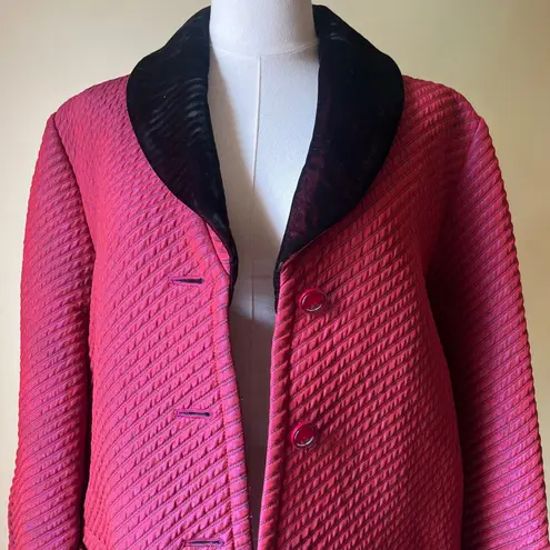 Givenchy Vintage  Boutiques Fuchsia Quilted Coat Velvet Collar Japan Sz 38‎