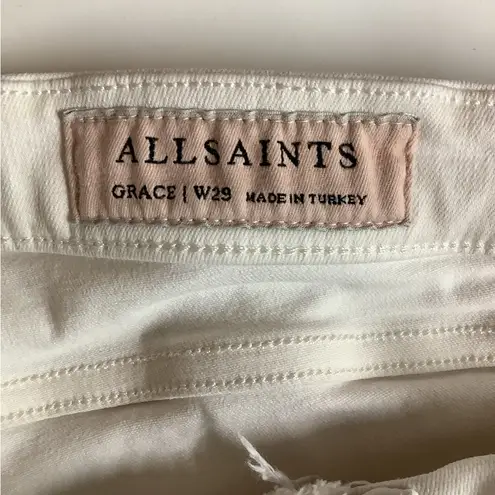 ALLSAINTS Size 29 Grace Women's White Distressed Jeans. Preloved