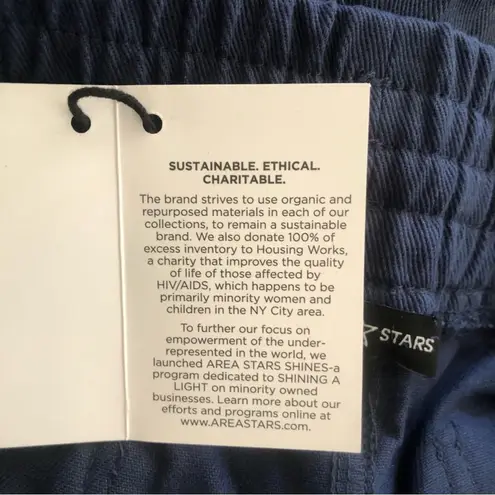 Area Stars NWT Women’s Navy Blue Ali Cropped Drawstring Cut Hem Pants Large