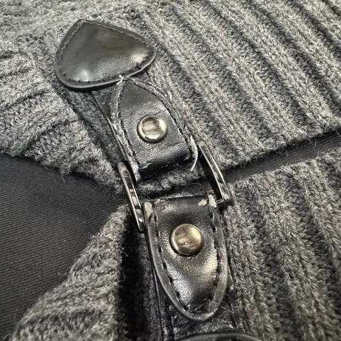 Y2k gems Hannah Grey Knitted Sweater Vest with Faux Leather Toggle Closures