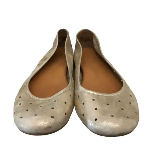Kork-Ease Nessa Gold Perforated Leather Flats 7.5