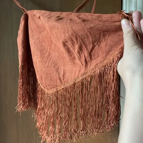 Cider western fringe crop top