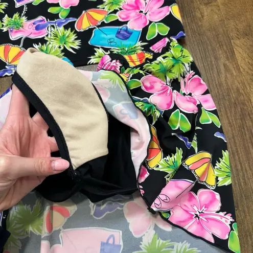 Kathy Ireland Womens Swim Set Sz 14 Tankini Skirt Floral Hawaiian Beach Print