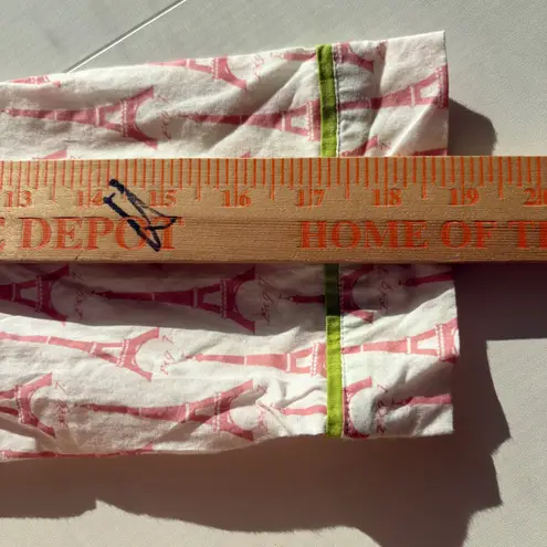 Rock Flower Paper Eiffel Tower Pajama Nightshirt Sleep Shirt Cotton Pink Green S White