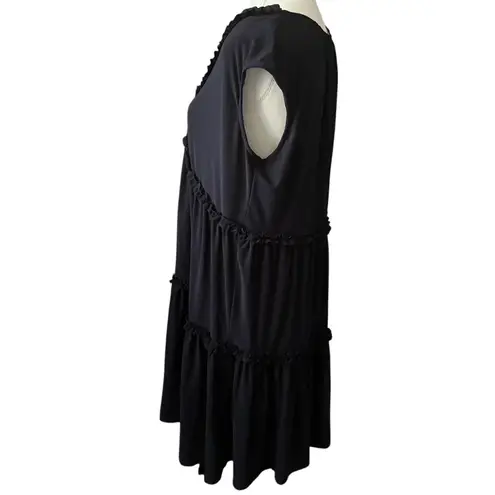 Violet Weekend Navy Ruffle Tiered Sleeveless V Neck Dress Casual Women's L Blue Size L