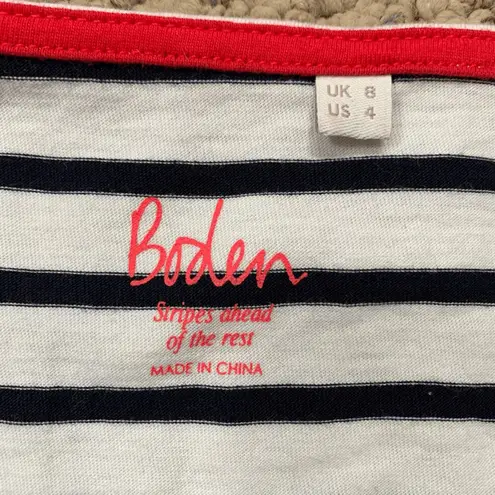 Boden Gingerbread Candy Cane Holiday Stripe Long Sleeve Top Size 4 Festive White