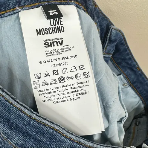 Love moschino Jeans High Rise Heart Patch Cropped Blue Cotton Womens 31