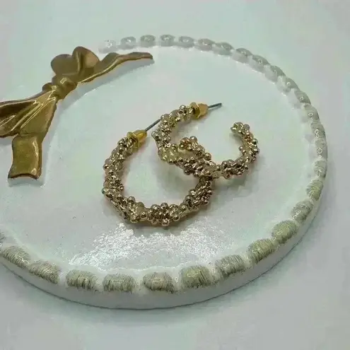 Goldie Textured Cuff Hoop Earrings Gold