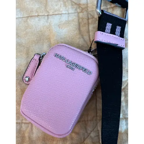 Karl Lagerfeld Crossbody Purse Pink Logo Maybelle Camera Bag Pink Zip Close NWT