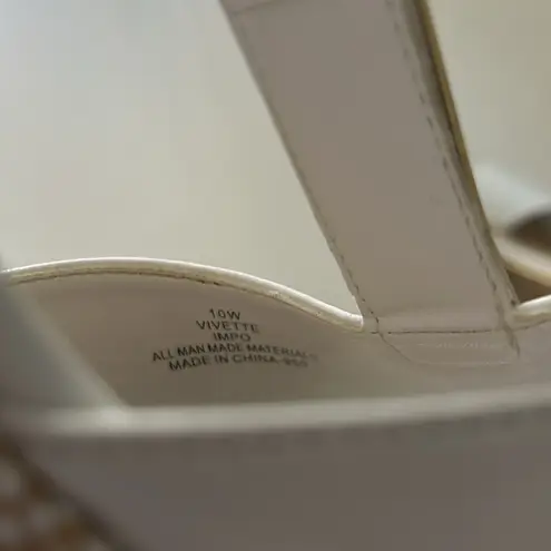 Impo White & gold embellished braided wedge strappy heels