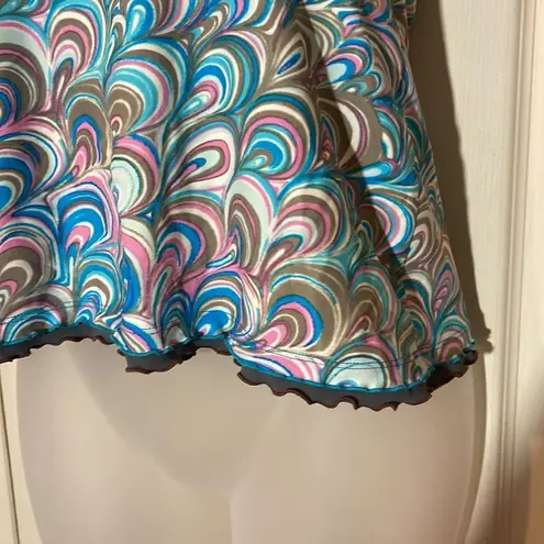 Free Country Womens Tankini Swim Top Halter Tie Multicolor Swirl Pattern Medium