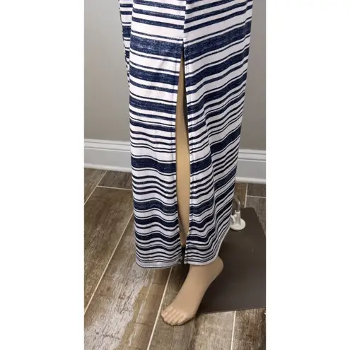 Soma Dress Blue / White V-Neck Pullover Sleeveless Long Maxi sz Large Coastal