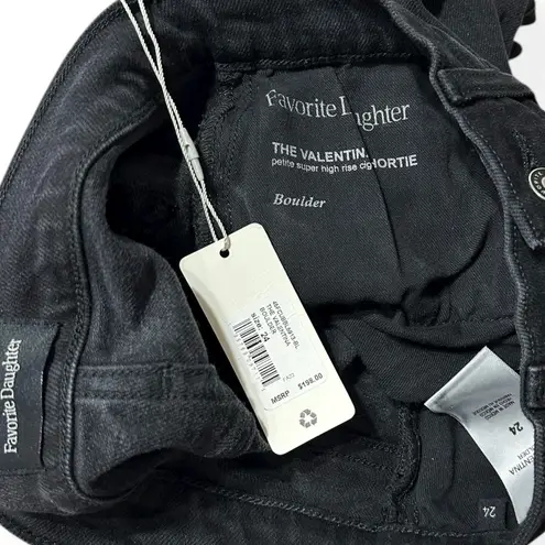 FAVORITE DAUGHTER Valentina Super High Rise Cigarette Shortie Jeans,Boulder, 24” Black