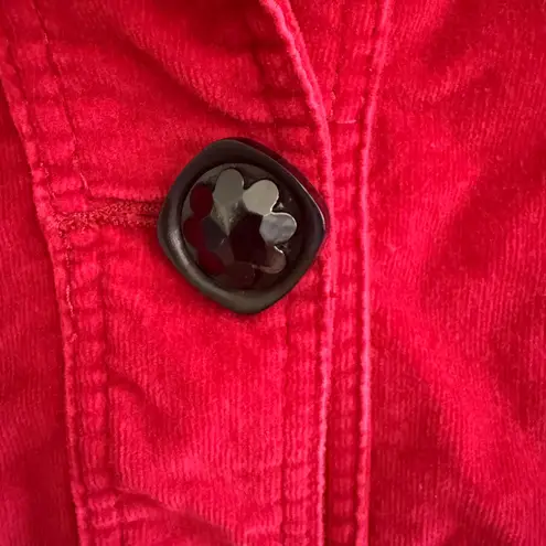 Y2K Western Red Corduroy Jacket 1X Button Front Plus Size Stretch Holiday Bold