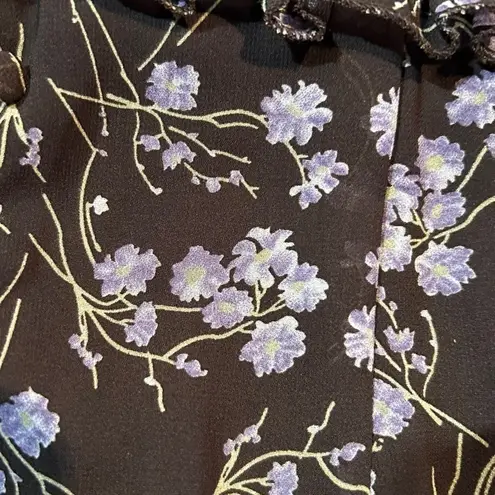 143 Story by Line Up Soft Floral Maxi Brown Lavender Front Slit Dress Size Large