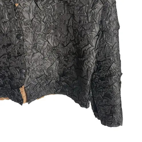 Itsu Popcorn Crinkled Black Brown Reversible Lightweight Jacket Sz M Size M