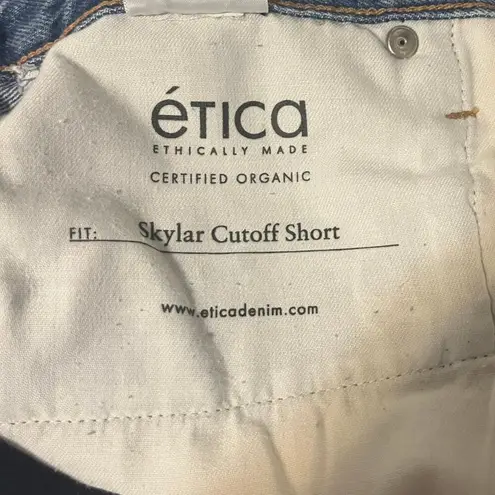 ÉTICA Skylar Cut Off Shorts Women's sz. 26 Blue Organic Cotton Vacation Beachy