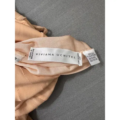 Viviannna Uchitel Viviana Uchitel Silk Layered Nude Gown with Rosette Detail – Size 2