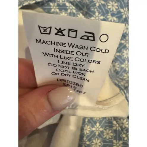 Draper James Dress Women 2X Blue White Floral Honeycomb Presley Ponte Preppy