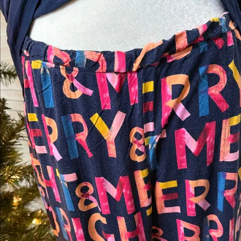 Soma Cool Nights Pajama Merry & Bright Top & Pants Navy Multicolor Size Large