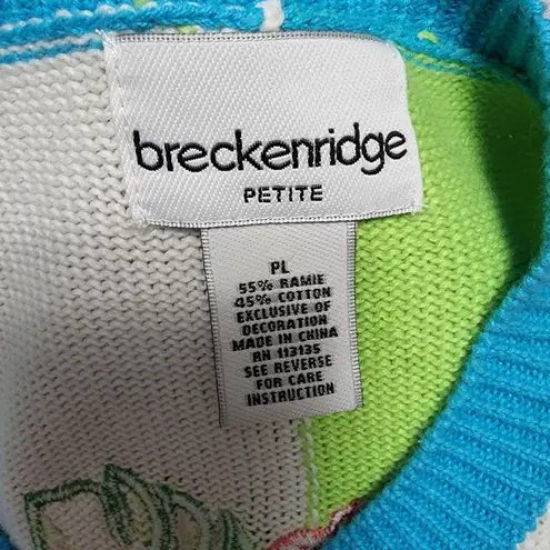 Breckenridge turquiose neon checkerboard embroidered cardigan size lp