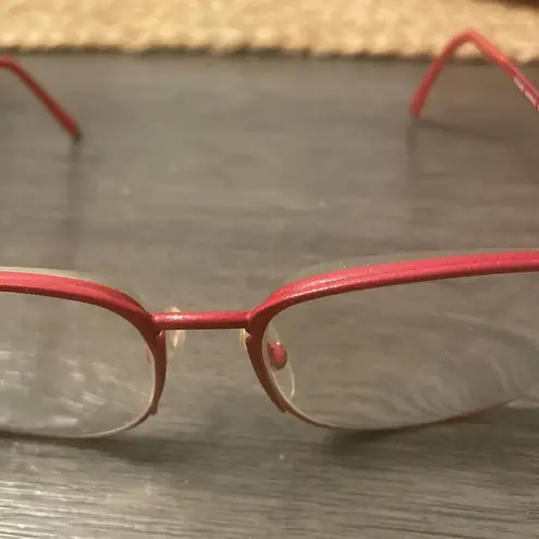 NOS Vintage Nordic Germany Red Metal Eyeglasses Frames 55