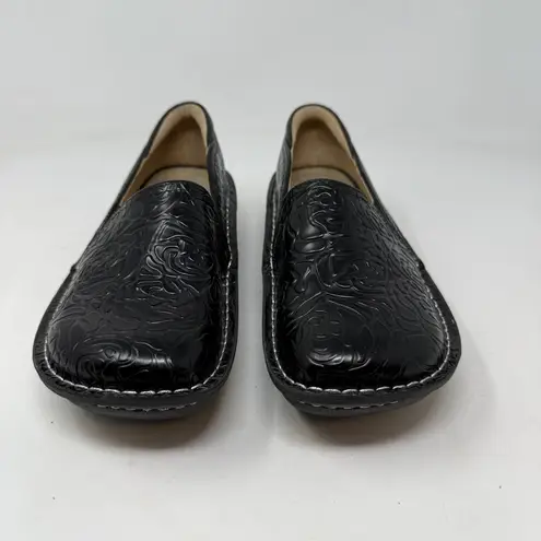 Alegria Deb 531 Debra Rose Embossed Black Leather Shoes Size 37