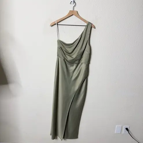 BHLDN Anthropologie Dylan One Shoulder Satin Side Slit Gown Miss Womens Size 10