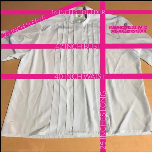 VINTAGE 1990'S TAN JAY SEAFOAM GREEN PLEATED FRONT BLOUSE (10)