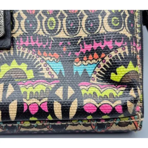 Sakroots Crossbody Zip Wallet Purse Coated Canvas Peace Sign Colorful Design