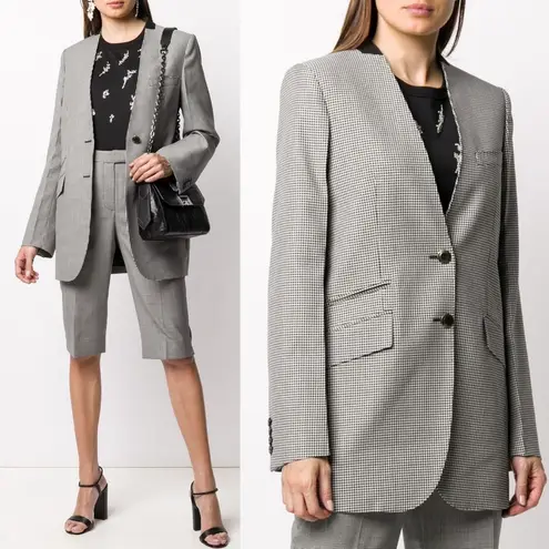 Givenchy Collarless Houndstooth Print Blazer In Black