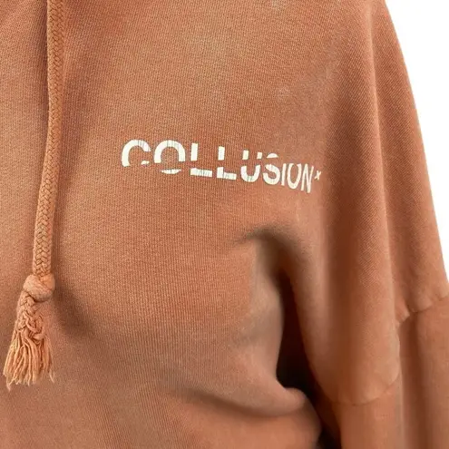 Collusion Women's Orange Long Sleeve Hooded Hoodie Sweatshirt Sweater Top Sz XL
