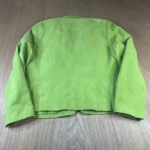 Alfred Dunner Lime Green Jacket 12P Petite Faux Suede Zip Front Fully Lined