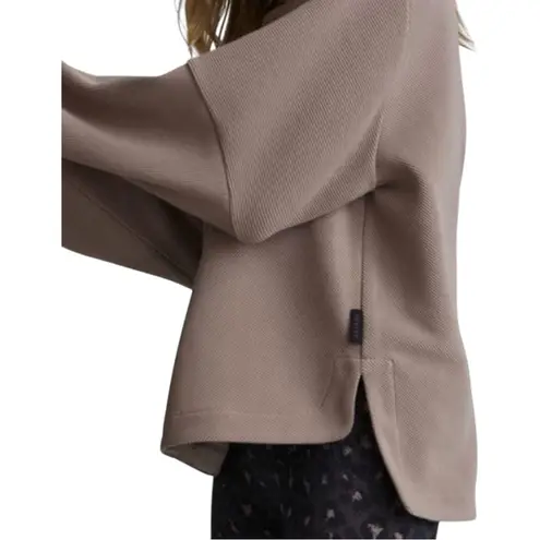 Varley Vanetta High Low Sweatshirt Oversized Boxy Fit Rib Knit Tan Portabella XS