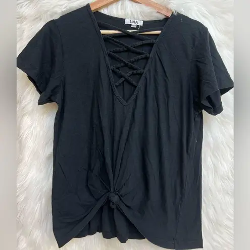 LNA Black top with criss-cross detailing