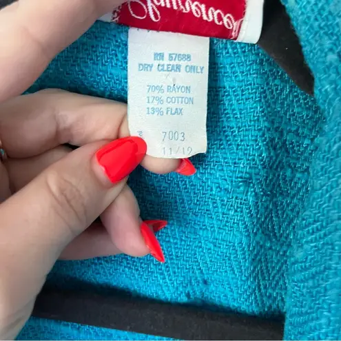 Vintage Laurence 80s Turquoise Blue Textured Knit Blazer 11/12 M Size M