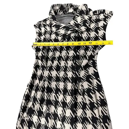 Ellen Tracy Black White Houndstooth Knit Dress Size 4