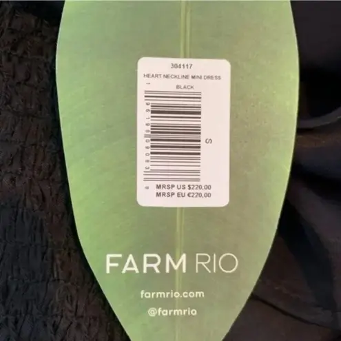 Farm Rio Black Heart Neckline Smocked Detail Mini Dress Size S NWT