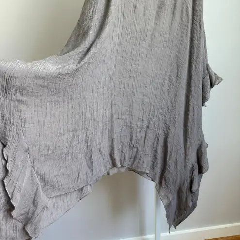 Cecico Crinkle Gauze Dress sz M Taupe tie Sleeveless Asymmetrical Lagenlook